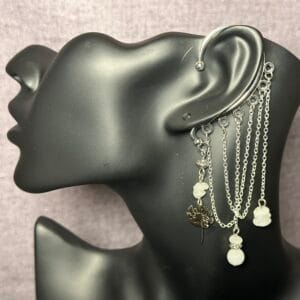 Ear wrap ear cuff - Silver Dandelion and Moonstone