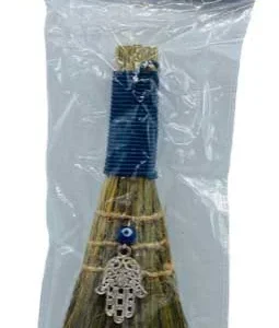 9" Broom Evil Eye Fatima Hand