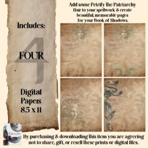 4 Gorgon Grimoire Pages for BoS, Shadow Work, & Spells