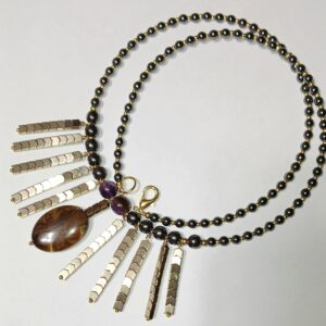 Ceremonial Necklace, Natural & Gold Hematite with Tigers Eye